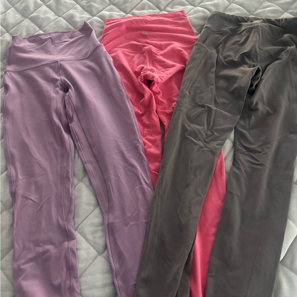 Athleta Kids Leggings Trio - Purple, Pink, Gray